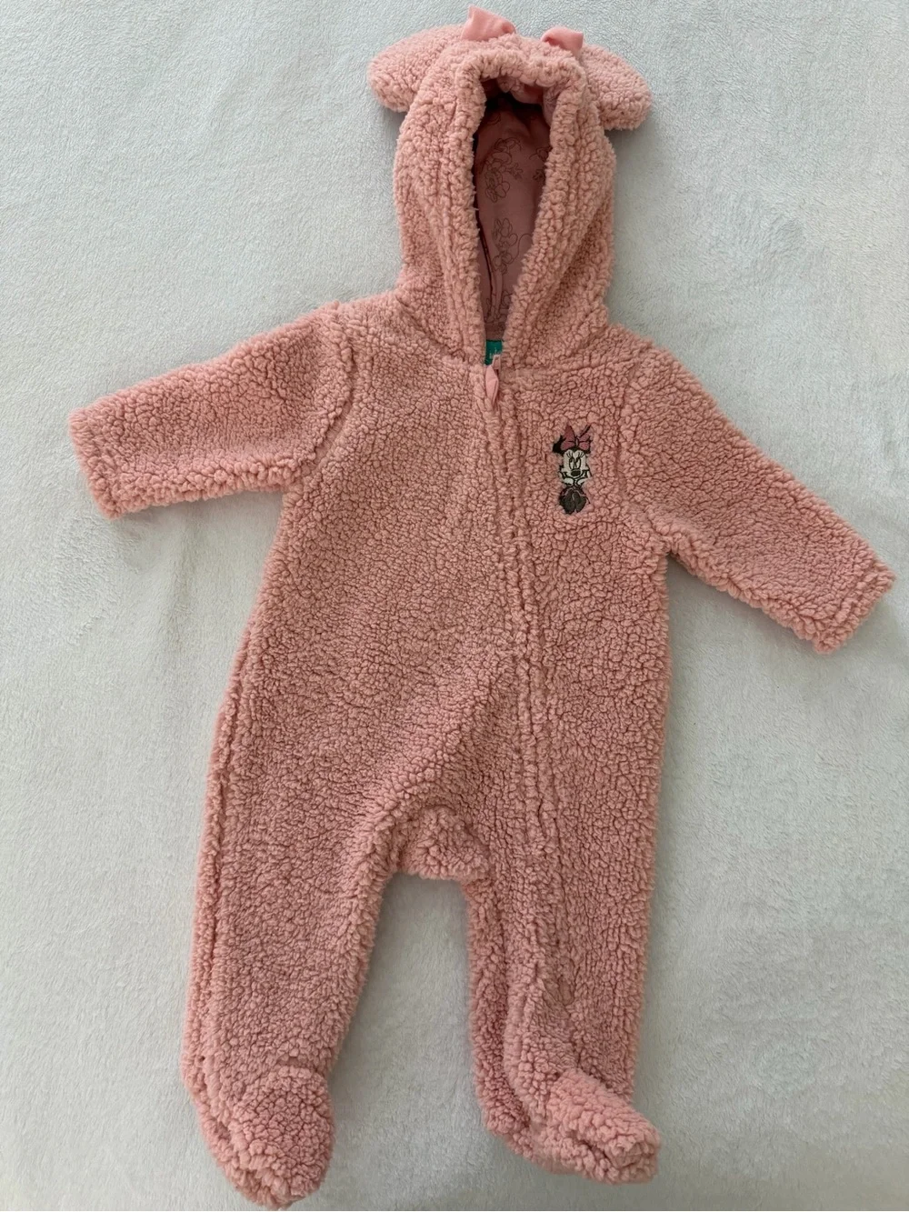 Disney Pink Sherpa Footed Romper with Minnie Accent